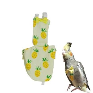 toysructin bird diaper for parrots, washable reusable bird flight suit liner waterproof, adjustable fit snugger parrot diapers pineapple printed birds nappy clothes for cockatoo parakeet conure pigeon