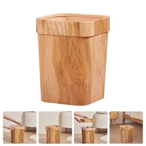 Zerodeko Small Trash Can, 3.17 Gallon Plastic Waste Bin with Wooden Pattern Rectangular Garbage Can Decorative Storage Container Waste Basket for Bathroom, Bedroom, Kitchen, Home, Office (12L)