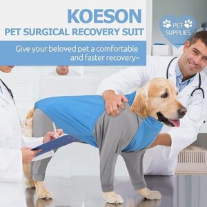 KOESON Dog Recovery Suit, Dog Onesie for Surgery Anti Licking Dog Surgical Recovery Suit for Abdominal Wound, Long Sleeve Dog Jumpsuit for Medium & Large Breeds Blue 3XL