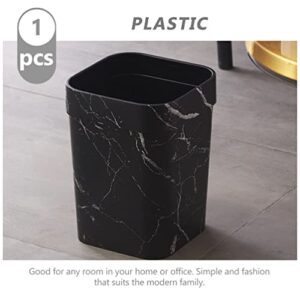 Zerodeko Small Trash Can, 3.17 Gallon Plastic Waste Bin with Marble Pattern Rectangular Garbage Can Decorative Storage Container Waste Basket for Bathroom, Bedroom, Kitchen, Home, Office (12L)