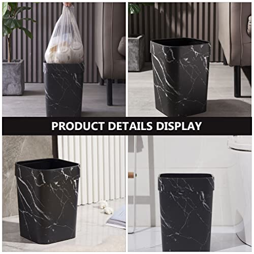 Zerodeko Small Trash Can, 3.17 Gallon Plastic Waste Bin with Marble Pattern Rectangular Garbage Can Decorative Storage Container Waste Basket for Bathroom, Bedroom, Kitchen, Home, Office (12L)