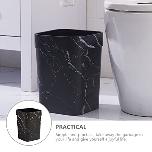 Zerodeko Small Trash Can, 3.17 Gallon Plastic Waste Bin with Marble Pattern Rectangular Garbage Can Decorative Storage Container Waste Basket for Bathroom, Bedroom, Kitchen, Home, Office (12L)