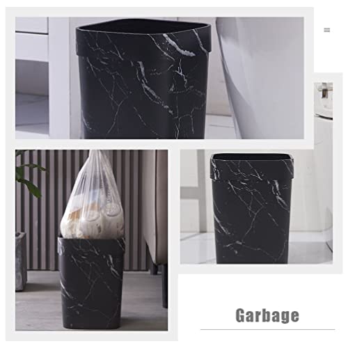 Zerodeko Small Trash Can, 3.17 Gallon Plastic Waste Bin with Marble Pattern Rectangular Garbage Can Decorative Storage Container Waste Basket for Bathroom, Bedroom, Kitchen, Home, Office (12L)