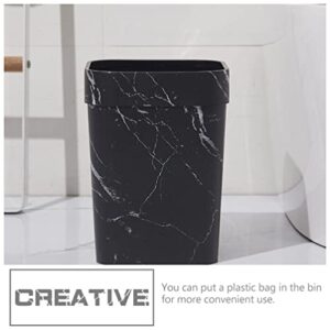 Zerodeko Small Trash Can, 3.17 Gallon Plastic Waste Bin with Marble Pattern Rectangular Garbage Can Decorative Storage Container Waste Basket for Bathroom, Bedroom, Kitchen, Home, Office (12L)