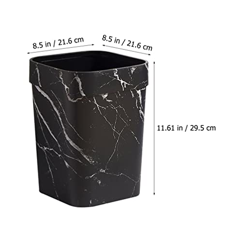 Zerodeko Small Trash Can, 3.17 Gallon Plastic Waste Bin with Marble Pattern Rectangular Garbage Can Decorative Storage Container Waste Basket for Bathroom, Bedroom, Kitchen, Home, Office (12L)