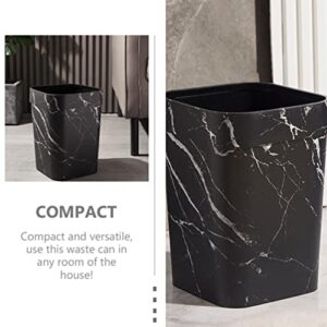 Zerodeko Small Trash Can, 3.17 Gallon Plastic Waste Bin with Marble Pattern Rectangular Garbage Can Decorative Storage Container Waste Basket for Bathroom, Bedroom, Kitchen, Home, Office (12L)