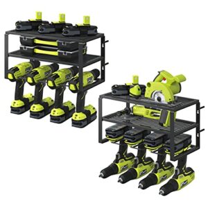 bodato power tool organizer, 3 layers wall metal floating tool shelf garage storage drill holder and tool holder, heavy-duty utility rack for cordless drill & screwdriver gift for father, husband
