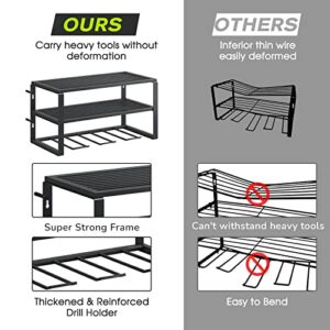 Bodato Power Tool Organizer, 3 Layers Wall Metal Floating Tool Shelf Garage Storage Drill Holder and Tool Holder, Heavy-Duty Utility Rack for Cordless Drill & Screwdriver Gift for Father, Husband