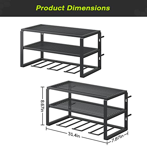 Bodato Power Tool Organizer, 3 Layers Wall Metal Floating Tool Shelf Garage Storage Drill Holder and Tool Holder, Heavy-Duty Utility Rack for Cordless Drill & Screwdriver Gift for Father, Husband