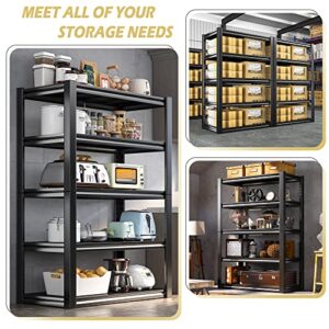 REIBII Garage Shelving Heavy Duty Garage Storage Shelves Load 2050LBS, Heavy Duty Shelving Adjustable 5 Tier Storage Shelves, Large Metal Shelving Unit for Garage Pantry, 39.4"W x 17.7"D x 72"H, Black