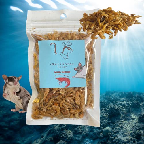 PETIVORE Premium 100% Dried Shrimp for Sugar Glider, Hamster, Chinchillas, Marmoset, Fish, Reptiles and Other Small Exotic Pet Treats (10g.)