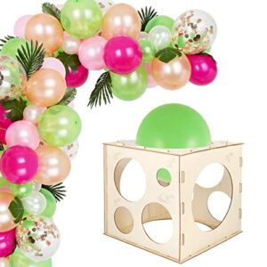 Aoibrloy 12 Holes Wood Balloon Sizer Cube Box, Collapsible Balloon Size Measuring Tool for Balloon Garland Balloon Columns Balloon Arches Decorations (2-10 INCH)