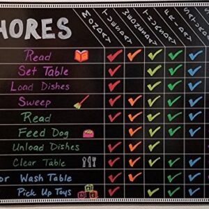 Chore Board | with 8 Pack Vibrant Liquid Chalk Markers | 12x17 Magnetic Dry Erase Chore Chart Reward Chart for Kids and Adults | Chore Chart for Kids Multiple Kids