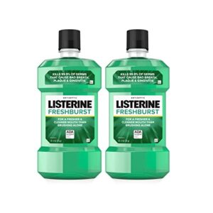 listerine freshburst antiseptic mouthwash for bad breath, kills 99% of germs that cause bad breath & fight plaque & gingivitis, ada accepted mouthwash, spearmint, 1 l, pack of 2