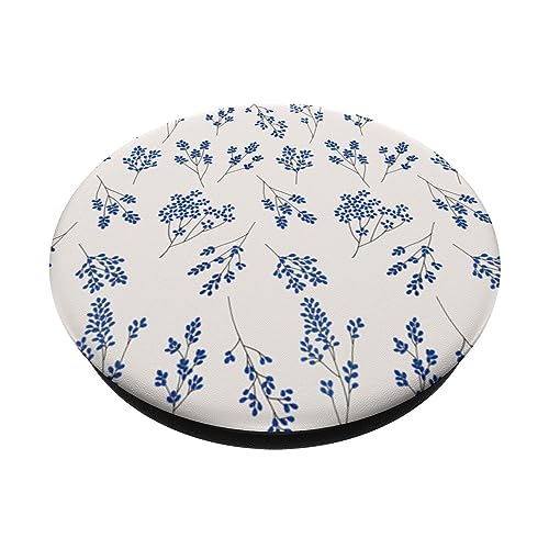 Blue Flower Pattern White PopSockets Standard PopGrip