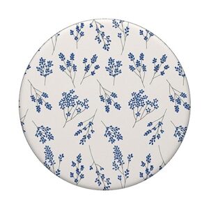 Blue Flower Pattern White PopSockets Standard PopGrip