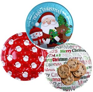 iconikal 10-inch christmas cookie tray, assorted, 3-pack