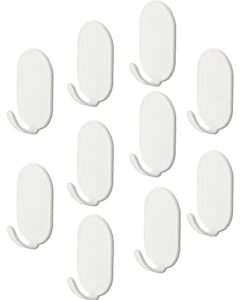 jielaimi self adhesive hooks white, 10 pack sticky hooks extra strong for kitchen, bathroom, sink - waterproof carbon steel stick hanger on towel hooks