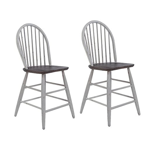 Liberty Furniture INDUSTRIES Farmhouse Windsor Back Counter Chair-Set of 2, W17 x D22 x H42, White