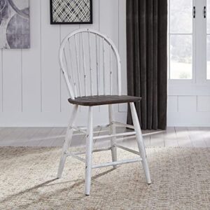 Liberty Furniture INDUSTRIES Farmhouse Windsor Back Counter Chair-Set of 2, W17 x D22 x H42, White