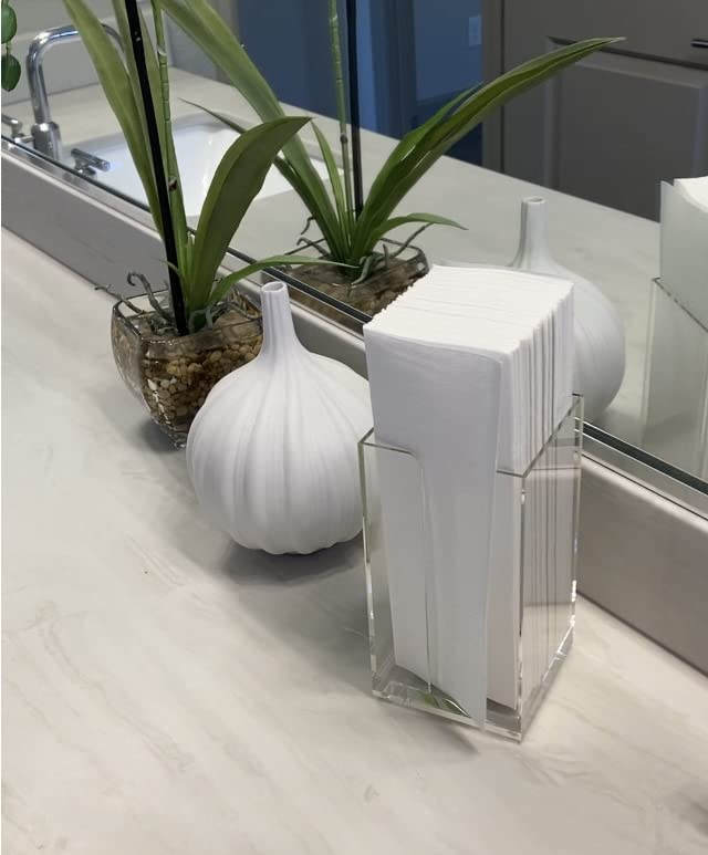 Countertop Acrylic Paper Towel Holder Modern Vertical Compact Dispenser Multi fold Elegant Space Saving