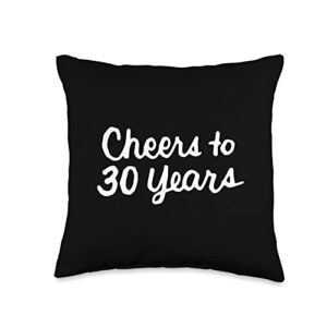 happy 30th pearl wedding anniversary gifts store cheers to 30 years 30th pearl wedding anniversary throw pillow, 16x16, multicolor