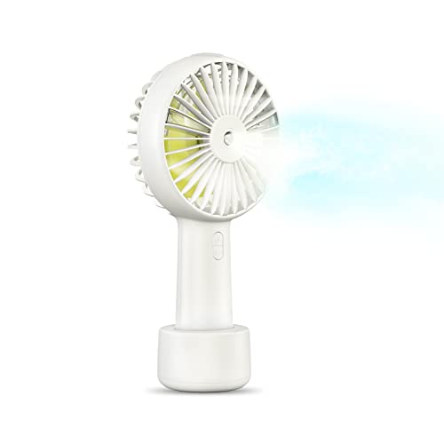 Portable Misting Fan, Handheld Personal Mist Fan, Battery Operated Rechargeable Mini Mister Fan 2500 mAh with Water Spray, Small Cooling Up to 7.8h for Travel, Desk, Camping