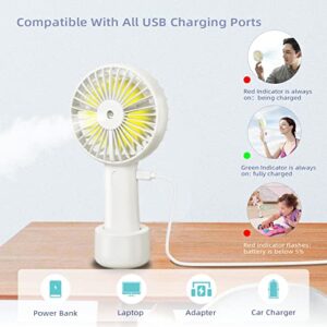 Portable Misting Fan, Handheld Personal Mist Fan, Battery Operated Rechargeable Mini Mister Fan 2500 mAh with Water Spray, Small Cooling Up to 7.8h for Travel, Desk, Camping