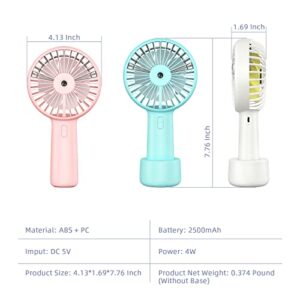 Portable Misting Fan, Handheld Personal Mist Fan, Battery Operated Rechargeable Mini Mister Fan 2500 mAh with Water Spray, Small Cooling Up to 7.8h for Travel, Desk, Camping