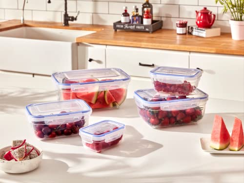 Superio Sealed Plastic Food Storage Container - Airtight, Leakproof Meal Prep Containers with Easy Snap Lid- Microwave and Freezer Safe- Rectangular(12)