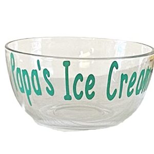 Papa's Ice Cream, Personalized Glass Ice Cream Bowl for Girls or Boys, Gift for Men, Green Grandpa