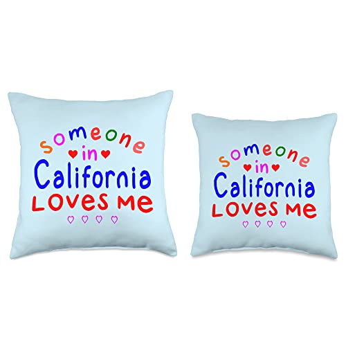 Someone in California Loves Me Gift Someone in California Loves Me Kids Boys Girls Throw Pillow, 18x18, Multicolor