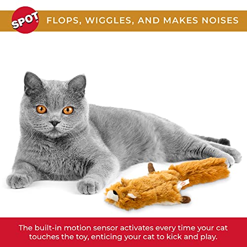 SPOT by Ethical Products Flippin’ Skinneeez Flopping Interactive Realistic Flopping Wiggling Moving Potent Catnip Cat Toy for Indoor Cats - Squirrel (54635)
