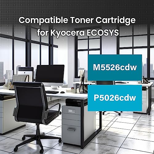 SHIKI Compatible Toner Cartridge Replacement for Kyocera ECOSYS M5526cdw P5026cdw TK5242C (Cyan, 3000 Pages)