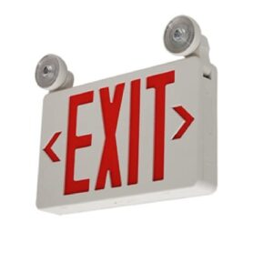 exit signs with 2 led adjustable emergency exit lights and backup battery, dual voltage 120v / 277v ac led 1 watt lamps