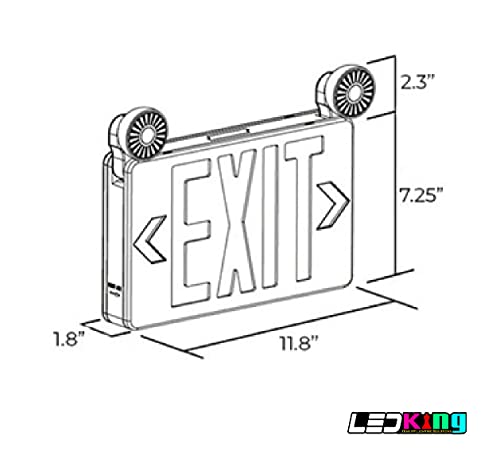 Exit Signs with 2 LED Adjustable Emergency Exit Lights and Backup Battery, Dual Voltage 120v / 277v AC LED 1 Watt Lamps