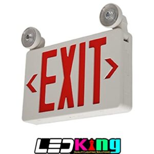 Exit Signs with 2 LED Adjustable Emergency Exit Lights and Backup Battery, Dual Voltage 120v / 277v AC LED 1 Watt Lamps