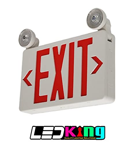 Exit Signs with 2 LED Adjustable Emergency Exit Lights and Backup Battery, Dual Voltage 120v / 277v AC LED 1 Watt Lamps