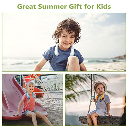 Portable Neck Fan for Kids, Rechargeable, Personal Cooling Mini Fan, Wearable Bladeless Fan, 3 Speeds, USB Hanging Around Neck Fan for Outdoor Travel