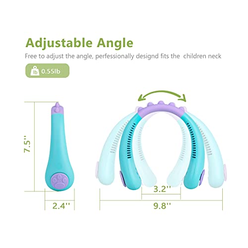 Portable Neck Fan for Kids, Rechargeable, Personal Cooling Mini Fan, Wearable Bladeless Fan, 3 Speeds, USB Hanging Around Neck Fan for Outdoor Travel