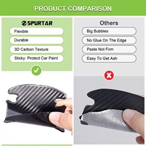 Spurtar 8pcs Car Door Handle Scratch Protector 3D Carbon Fiber Texture Paint Scratch Protector Sticker Car Door Handle Cover Non-Marking Door Cup Protection Universal for Automotive SUV Trunk (Black)