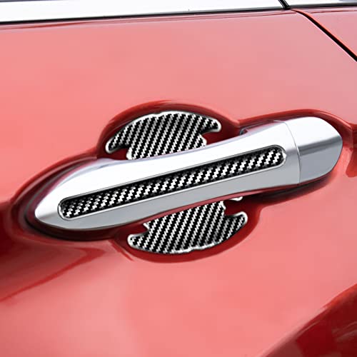 Spurtar 8pcs Car Door Handle Scratch Protector 3D Carbon Fiber Texture Paint Scratch Protector Sticker Car Door Handle Cover Non-Marking Door Cup Protection Universal for Automotive SUV Trunk (Black)