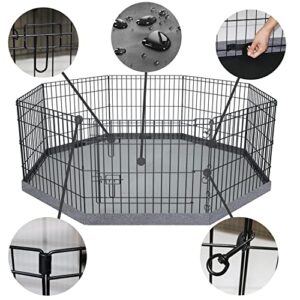 PETIME Foldable Metal Dog Exercise Pen/Pet Puppy Playpen Kennels Yard Fence Indoor/Outdoor 8 Panel 24" W x 24" H with Top Cover/Bottom Pad (with Bottom pad, 8 Panels 24" H)