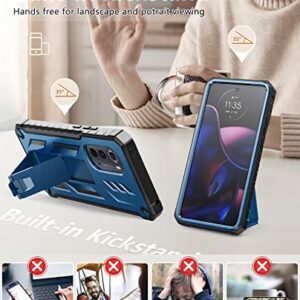 FNTCASE for Motorola Moto Edge 2022 Case: Drop Proof Protection Cover with Kickstand | Matte Textured Shockproof TPU | Military Grade Protective Sturdy 5G Phone Case - Blue(Not for Edge 2021)