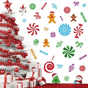 kimober 33pcs christmas peppermint floor decals,christmas candy santa claus gingerbread wall stickers for xmas party decoration