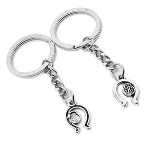 50 pieces keychain keyring door car key chain ring tag charms supplies vc2n1f horseshoe horse hoof