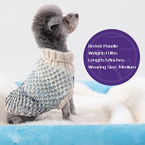 cyeollo Medium Dog Sweater Turtleneck Knitted Dog Sweaters Soft Knitwear Gradient Color Warm Winter Dog Clothes Pet Apparel for Dogs