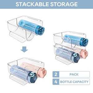 upmd Wine and Water Bottle Organizer Holder, 2 Pack Stackable Bottle Holder Rack for Cabinet, Kitchen Countertop, Home Organization Holds 4 Bottles