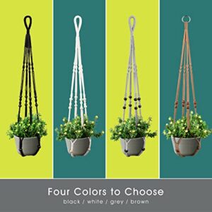 RIFNY 29 Inch Macrame Plant Hanger Indoor, Small Hanging Planter Basket Woven Boho Rope Hanger Kits with Metal S Hooks for Up to 8 Inch Plant Pots Indoor Outdoor Home Decro No Tassels (2PACK-Black)