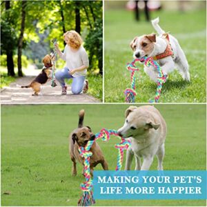 Aitmexcn Dog Rope Toys,Tug Toys for Large Medium Dogs, 37 Inch Strong Dog Rope Chew Toys with 5 Knots- Cotton Ball Toys for Aggressive Chewers